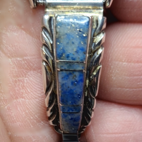 CHARLIE BOWIE Navajo .925 Sterling Silver Watch Kokopelli Lapis Tips - Picture 5 of 8